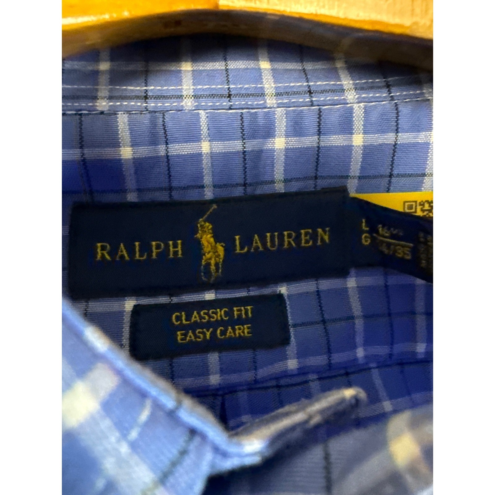 Ralph Lauren Classic Fit Button Down Shirt Blue Plaid Men Size L Easy Care Yacht image 4