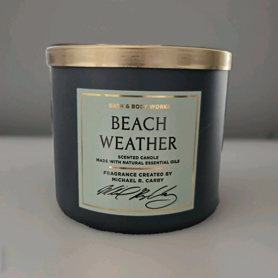 Nueva vela de 3 mechas Bath & Body Works BEACH WEATHER 14,5 oz Foto 2 de 3