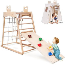Jungle Gym Indoor 8 in 1 Wooden Indoor Playground, Toddler Wooden Climbing Toy