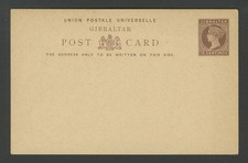c1890s Gibraltar Postal Stationery Card QV 15 Centimos