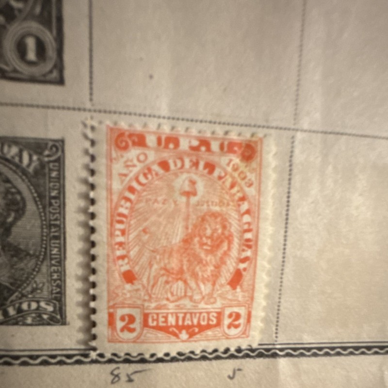 Paraguay 2 Centavos Lion Postage Stamp Orange Used CTO 1901-1910