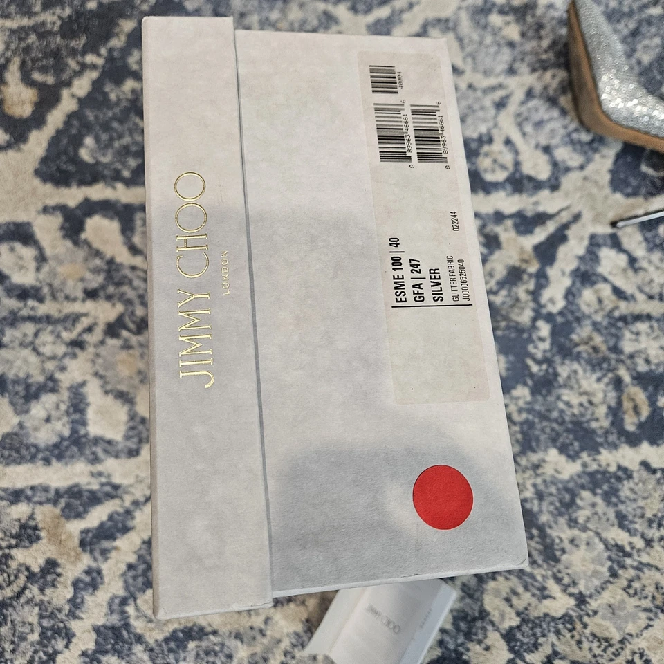 Zapatos de salón Jimmy Choo metálicos plateados gruesos brillo Esme talla 40. USADO DOS VECES Foto 3 de 4