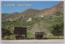 Postcard Ore Cars frame View Ghost Town of Jerome Arizona Cleopatra Hill  M10m