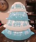 4 Pyrex AMISH BUTTERPRINT Cinderella Mixing Nesting Bowl Set 441• 442• 443• 444