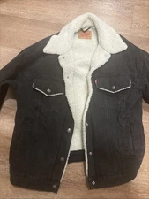 Levi Strauss Jacket Mens Large Blue Sherpa Lined Denim Trucker Western Coat