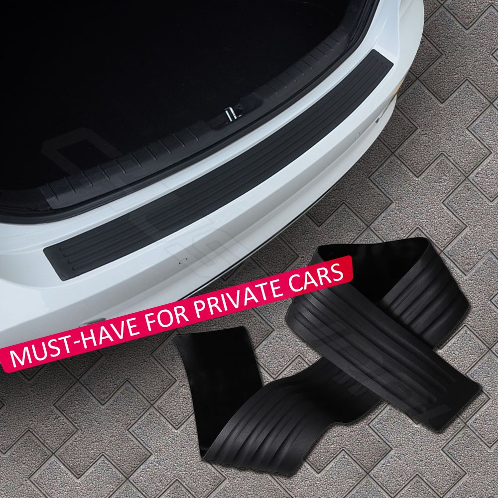 Car Rear Bumper Guard Protector Trim Cover Sill Plate Trunk Rubber Pad Kit