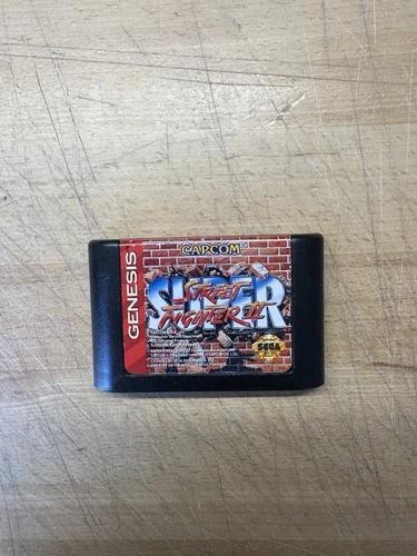Vintage 90s Capcom Super Street Fighter II Sega Genesis Video Game Cartridge