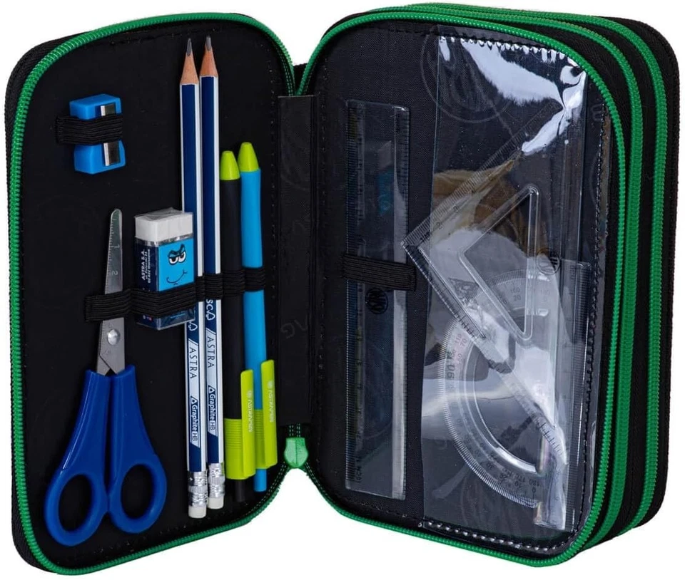 ASTRABAG Pixel Hero 3-Fach Mäppchen Gefüllt XXL Federtasche Motiv Game Jungen - Bild 3 von 4