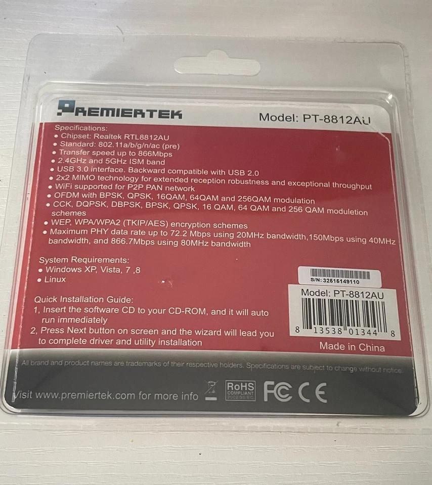 802.11ac AC1200 Dual Band 2.4GHz/5GHz Wireless USB 3.0 LAN Adapter 866Mbps NEW - Image 2 of 2