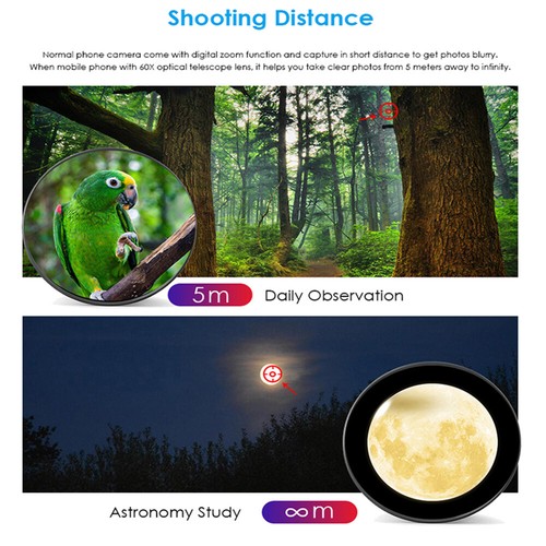 APEXEL 60xSuper Telephoto Zoom PhoneLens Powerful Monocular Metal Telescope lens - Picture 6 of 12