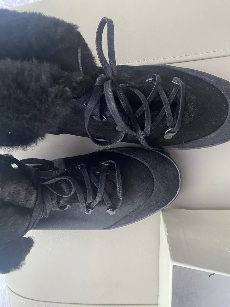 Black Shearling Waterproof L.K. Bennett Boots Cost 385 Flat Size 41 UK 8