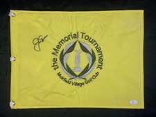 Jack Nicklaus Signed Memorial Tournament Pin Flag JSA LOA Golf Legend Muirfield