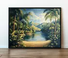 Jungle Trees Landscape Oil Painting Wall Art Print Printed On Canvas Artprint