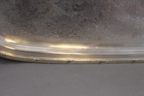 Silver Butler's Serving Tray Rogers 1881 Croydon Antique 1930s? w/Handles - Picture 9 of 24