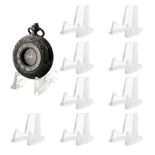 (10) OnFireGuy Clear Pocket Watch Display Stand Deluxe Easels with 1/2" Shelf