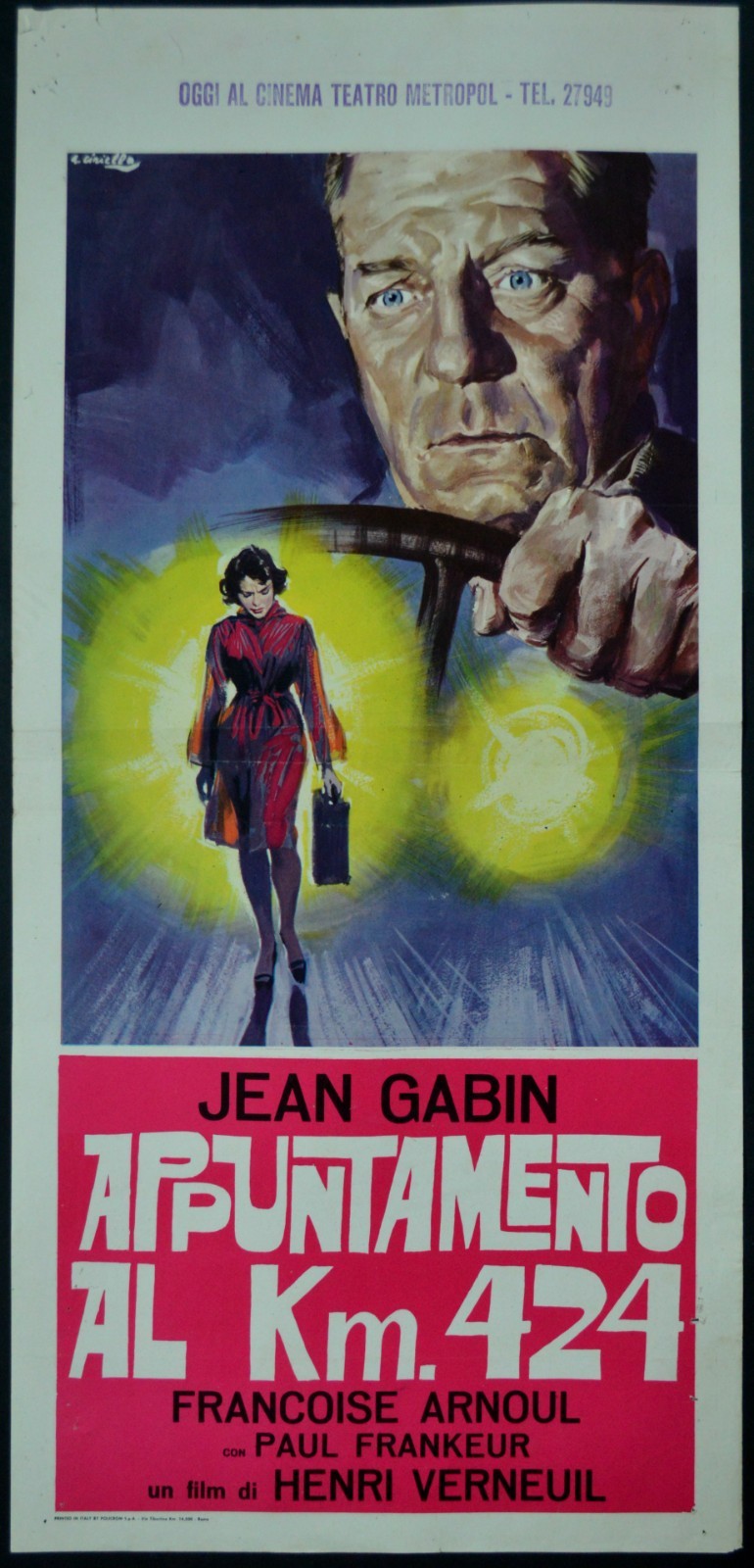 Locandina originale film Appuntamento al Km. 424 (1956) - Regia di Henri Verneuil