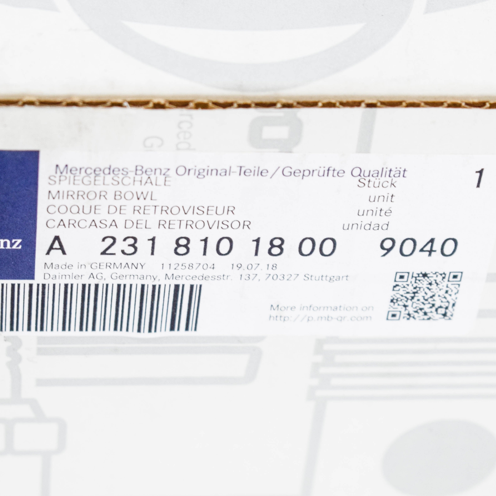 MERCEDES-BENZ SL R231 Front Right Door Mirror Frame 