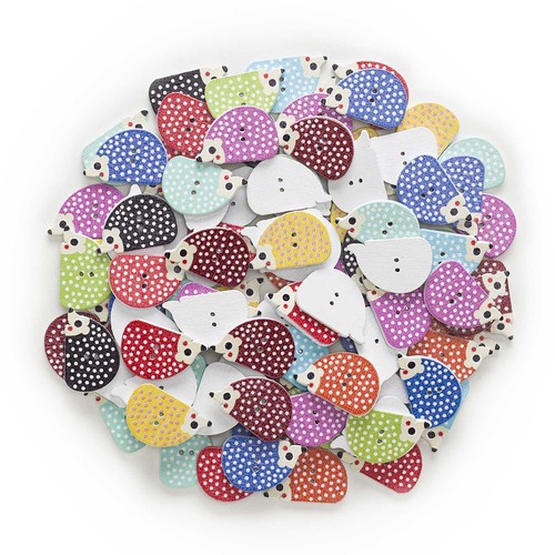 30pcs Hedgehog Series Wood Buttons for Sewing Scrapbooking Crafts Handmade Decor - Picture 4 of 8