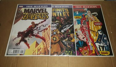 Marvel Comics.. True Believers.. Marvel Zombies ... Deadpool.. Infinity Gauntlet