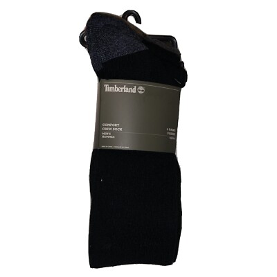 Timberland 4-Pair Men s Comfort Crew Socks - Black/Brown/Gray (7369)