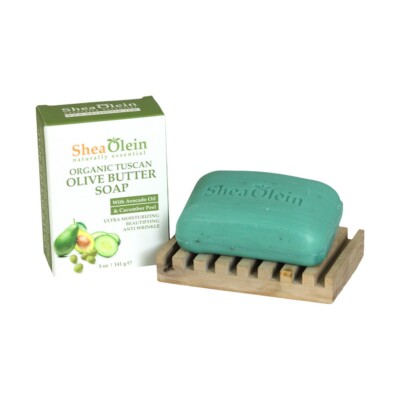 Olive Butter Shea Olein Natural Soap 5 oz Bar With Avocado Oil and Cucumber Peel