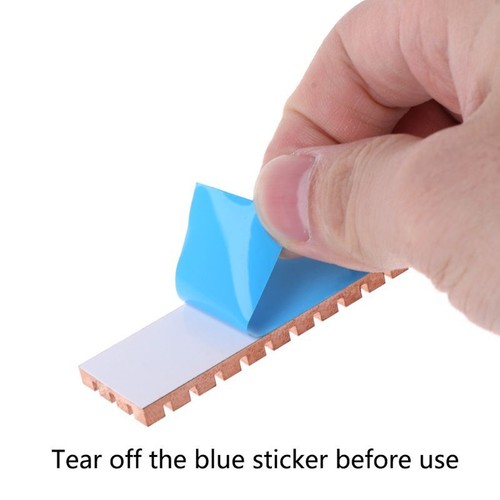 Pure Copper Heatsink Cooler Heat Sink Adhesive for M.2 NGFF 2280 PCI-E NVME SSD - Picture 7 of 16