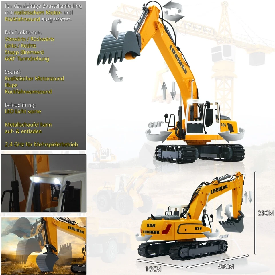 Baustellenfahrzeug Ferngesteuert Modell RC Spielzeug Kind Baustelle Bagger LKW - Bild 4 von 4