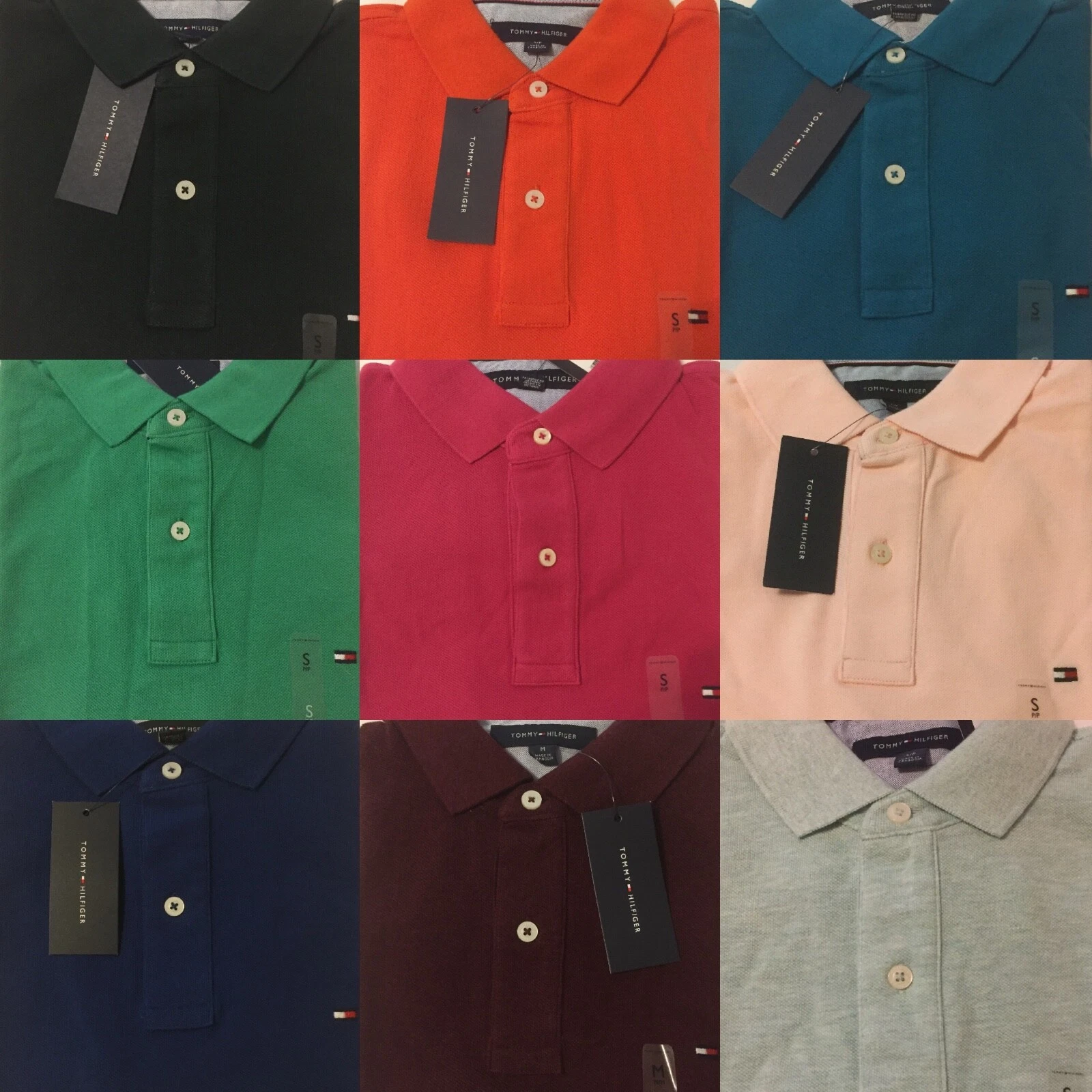 Tommy Hilfiger Polo Shirt Mens Classic Fit Mesh Knit Short Sleeve Casual