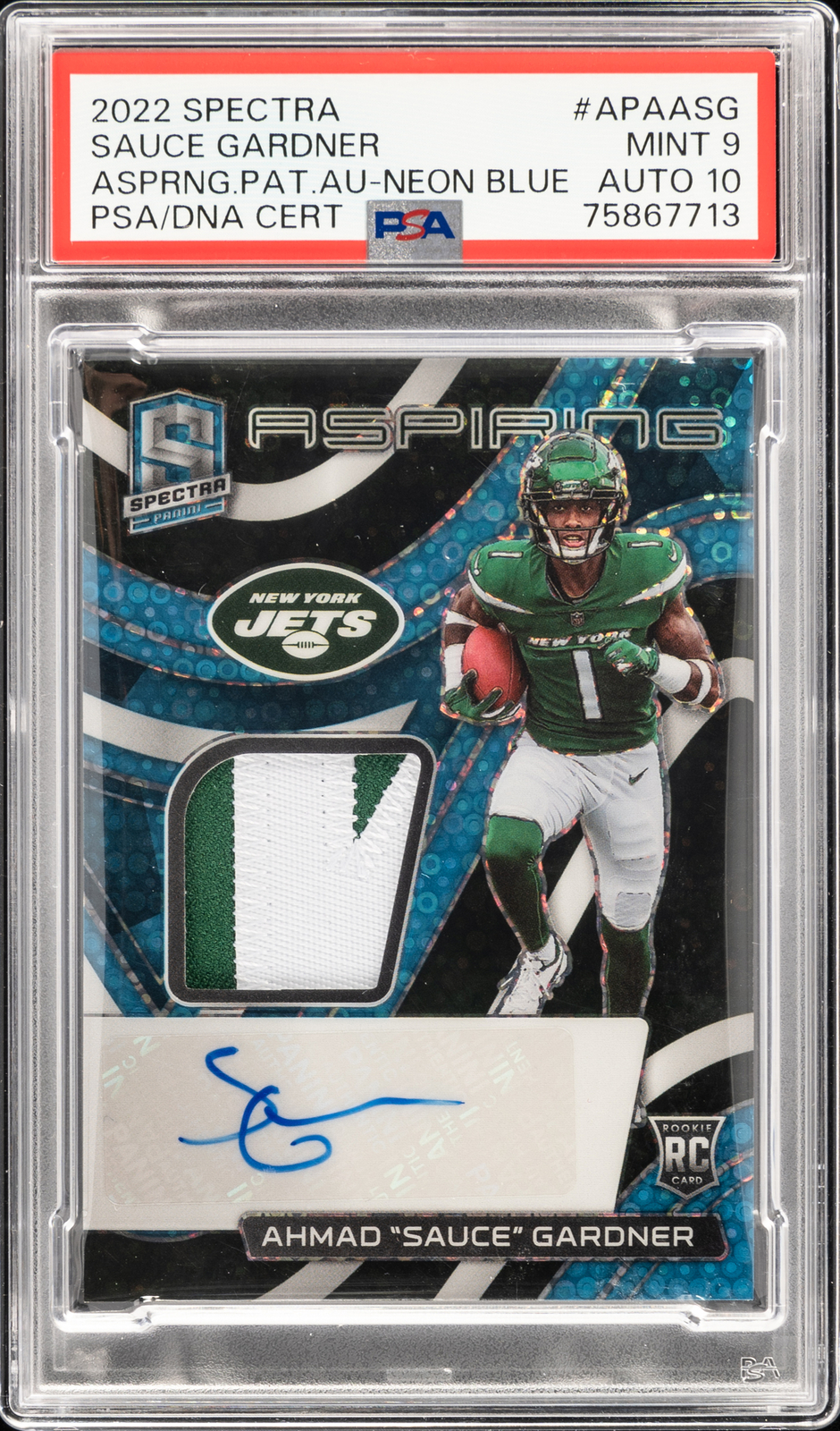 Sauce Gardner Panini Spectra Aspiring Patch Autographs #APAASG Neon Blue