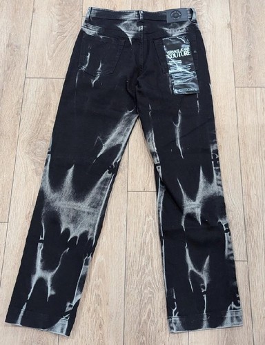 Mens Versace Jeans Couture Regular Fit Jeans Bleached Black US 31 $550 - Picture 5 of 9
