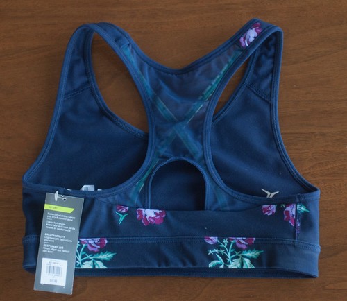 NEW Old Navy Women's Size XS Active Navy Blue Floral Racerback Sports Bra Go Dry - Picture 4 of 9