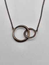 Vintage Boma Sterling Silver Interlocking Circles Infinity Necklace 16-18” 