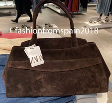 ZARA NEW WOMAN SPLIT SUEDE SHOULDER BAG CHOCO...