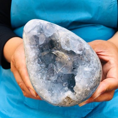 3.85LB Top natural blue crystal cave quartz crystal cave mineral specimen 4571