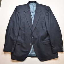 Vtg Mens 46L Blue Wool Tweed Mens Blazer Suit Jacket Sport Coat