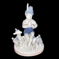 Vintage Gerold Porzellan Shepard boy  porcelain figure West Germany White &blue