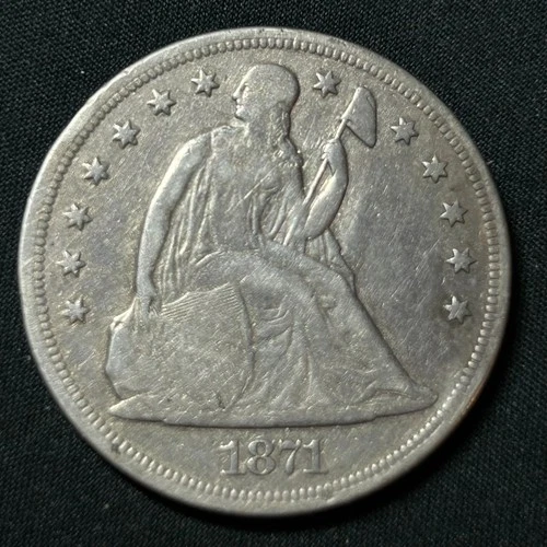 1871 Silver Seated Liberty Dollar Philadelphia Mint Fine Condition