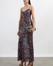 Self Portrait NAVY FLORAL SEQUIN MAXI DRESS 895 Size US 2 UK 6