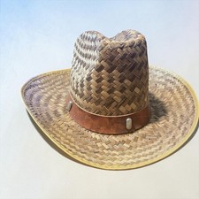 Handwoven Straw Cowboy Hat With Leather Band Large Size From Mexico