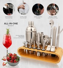 26 Piece Bartender Kit Cocktail Shaker Set Bar Tool Set Wooden & Acrylic Stand