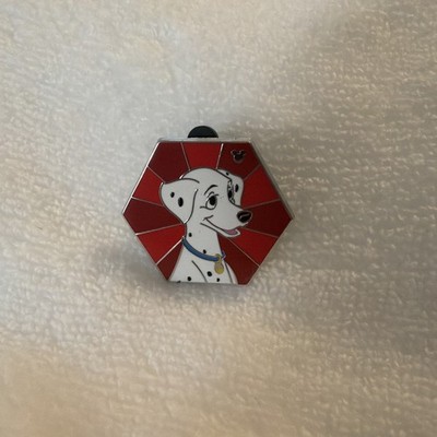 Hidden Disney Perdita Pin 2026. 101 Dalmatians Hexagonal Pin Red Background