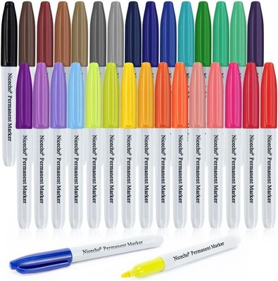 30 Colors Fine Point Permanent Markers for Paper Canvas Fabric Crafts Glass