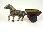 Vintage Marx Tin Lithograph Horse Pulling Farm Cart Litho Toy