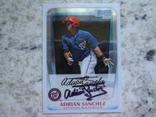 Nationals Adrian Sanchez Signed Autographed 2011 1st Bowman Chrome Card Mint
