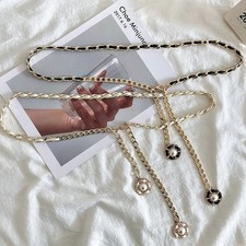 Gold Metal Waist Chain 1cm Punk Dress Decorative Adjustable Women Waistband