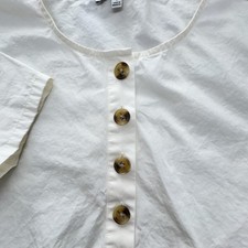 Madewell Dress Womens S White Trapeze Swing Short Button Front Round Neck Summer