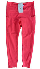 Fabletics M Medium PureLuxe Oasis High Waisted 7/8 Pocket Legging Coral Pink UPF