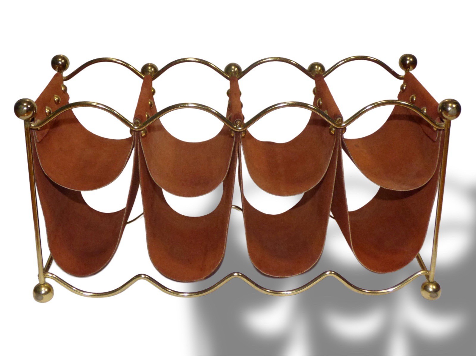 MCM Wine Rack Suede and Brass Barware