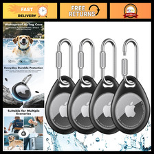 4 Pack AirTag Holder Case - Waterproof Shockproof TPU Keychain with Carabiner fo
