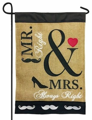 Burlap Mrs. Always Right Double Applique Garden Flag